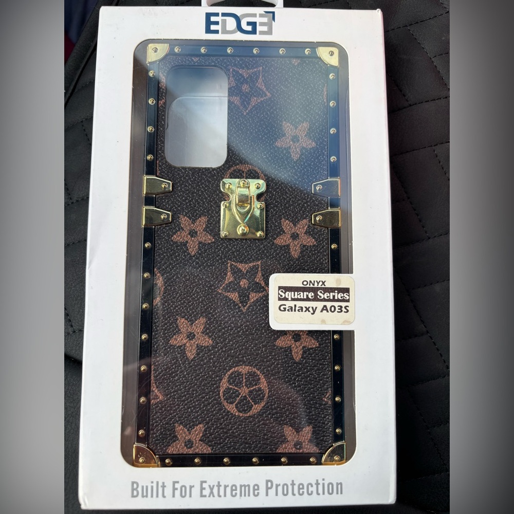Onyx Square Series Galaxy A03S Case - Brown and Gold